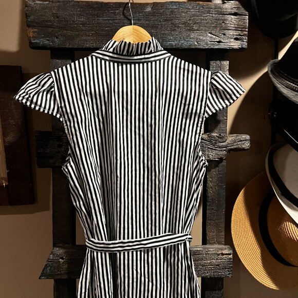 Who What Wear Black & White Stripe Midi Dress Size Small - Picture 4 of 8